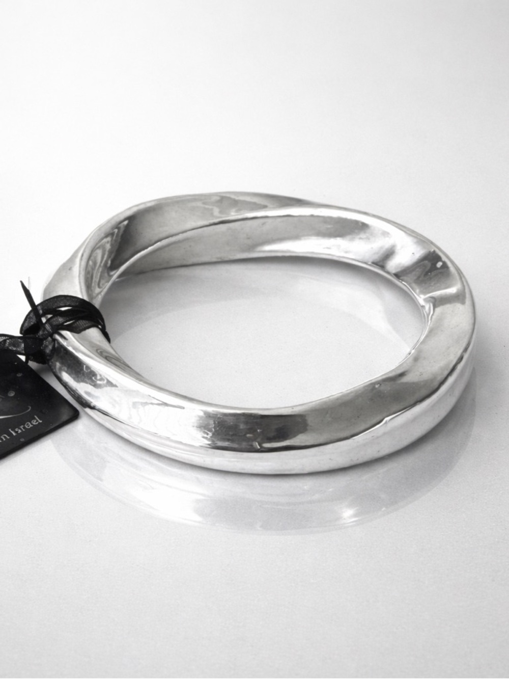 E&L Sterling Silver Bangle Statement Bracelet Israel Electroform Wavy D-2/5"